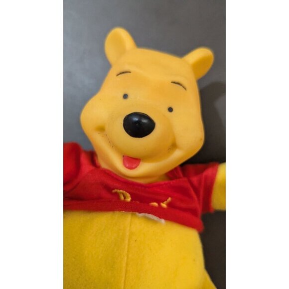 Vintage Disney Winnie The Pooh Plush rubber headYellow Red  Stuffed Animal RARE - Picture 2 of 9